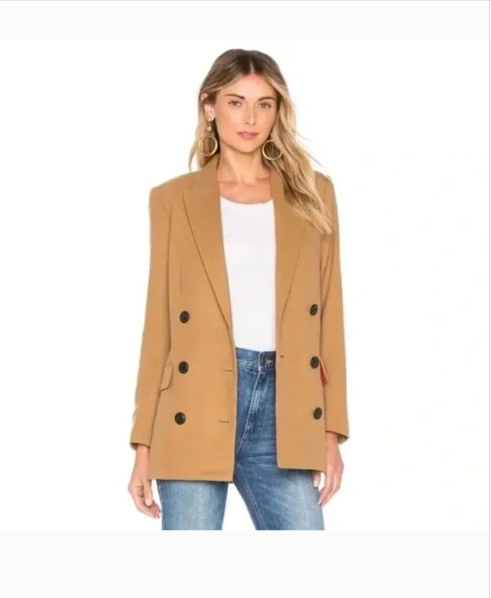 Rag & Bone Ellie Blazer 2 Double Breasted Tan Dark Camel Academia Old Money Prep